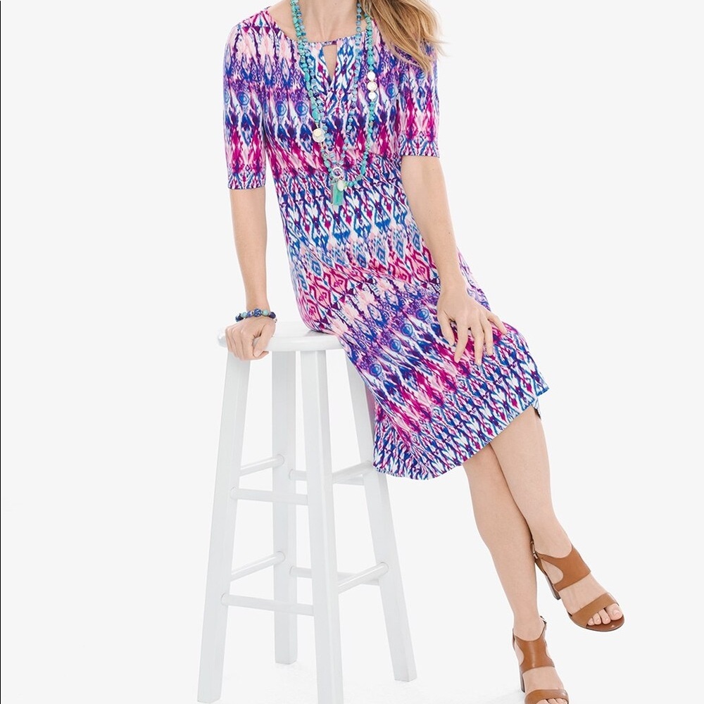 Chico’s Pastel Ikat Keyhole Dress